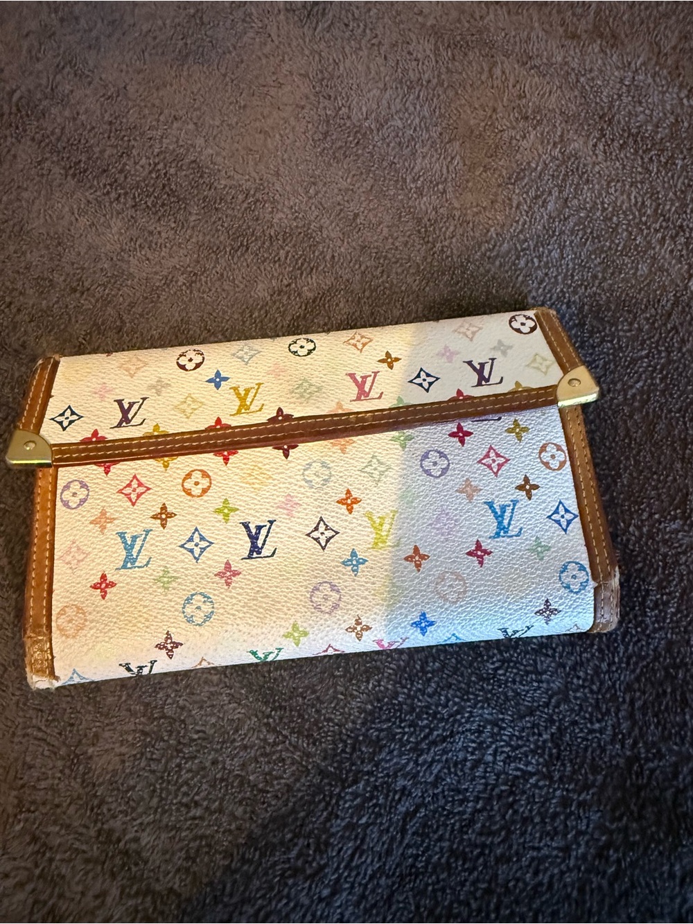 Louis Vuitton White Multicolor Monogram Canvas Clutch Murakami
